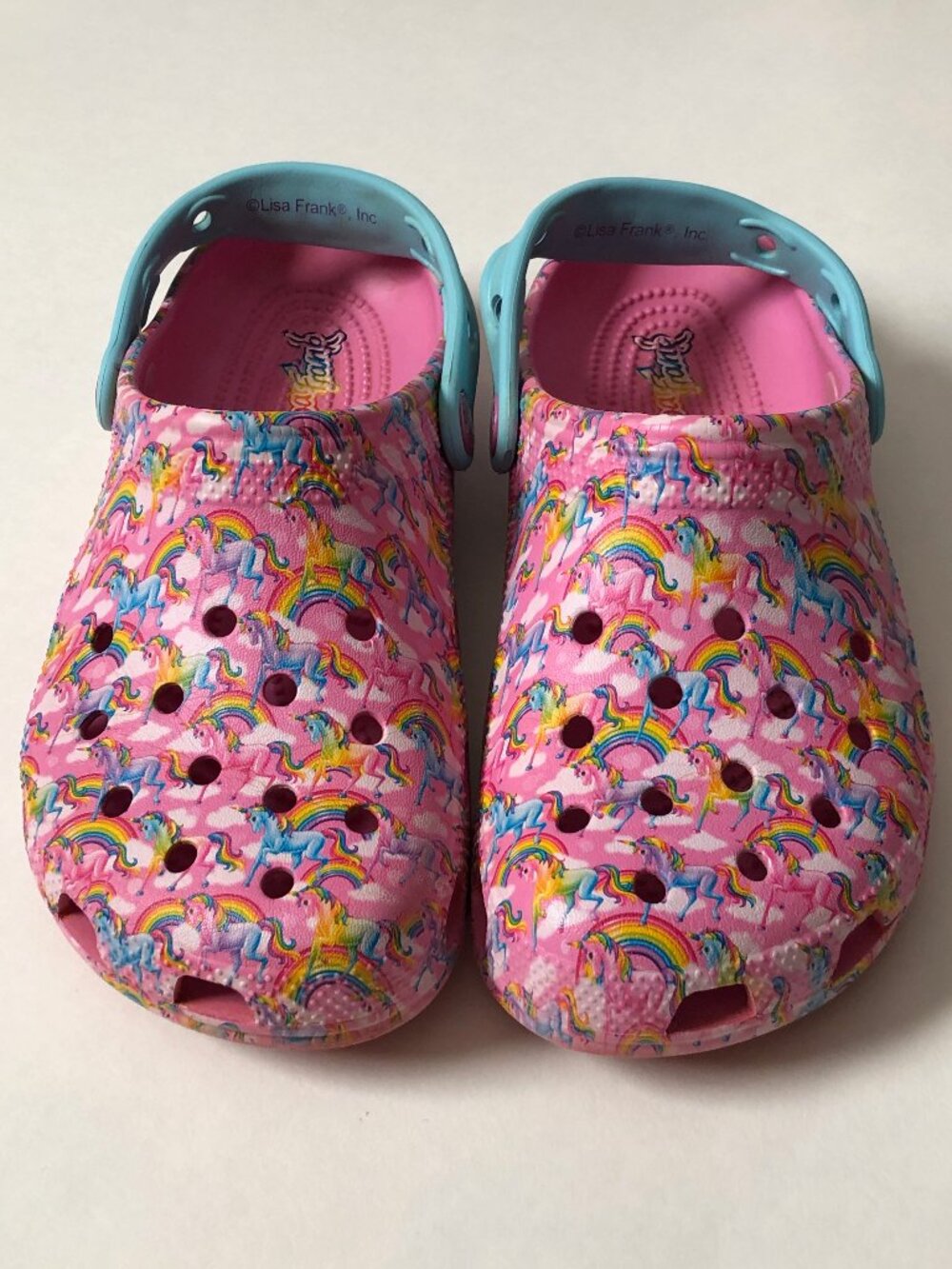 CROCS Lisa Frank Classic Clogs Kids Girls Size 4 Unicorn Rainbows